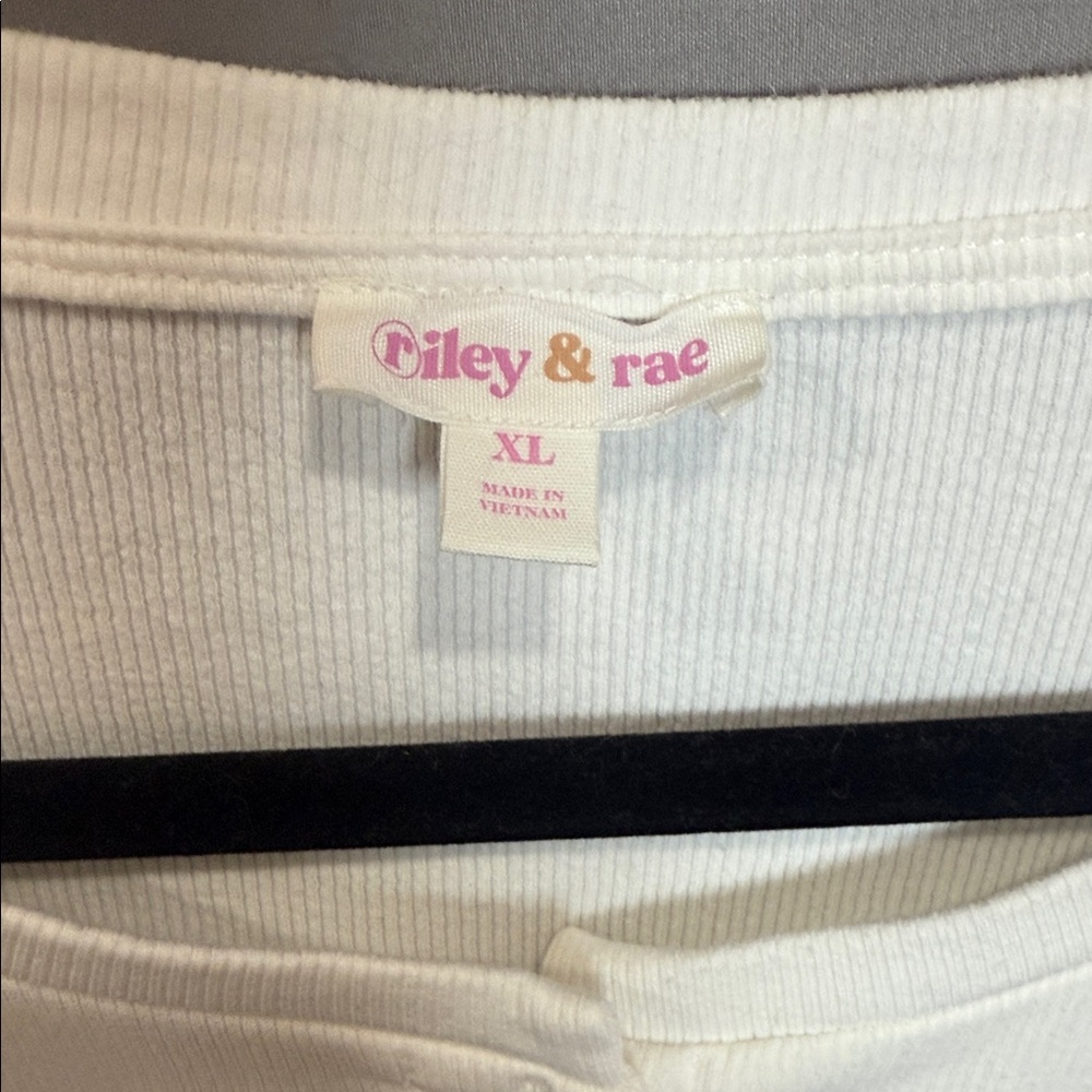 💜 Riley & Rae White Ribbed Cardigan Top XL Button Front Cropped - Picture 3 of 10
